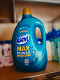 Asevi Max Power laundry detergent enhanced with stain removing technology to eliminate stubborn stains. 2500mls
