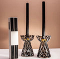 Stunning glass Dalmatian print candle holders (candles included)